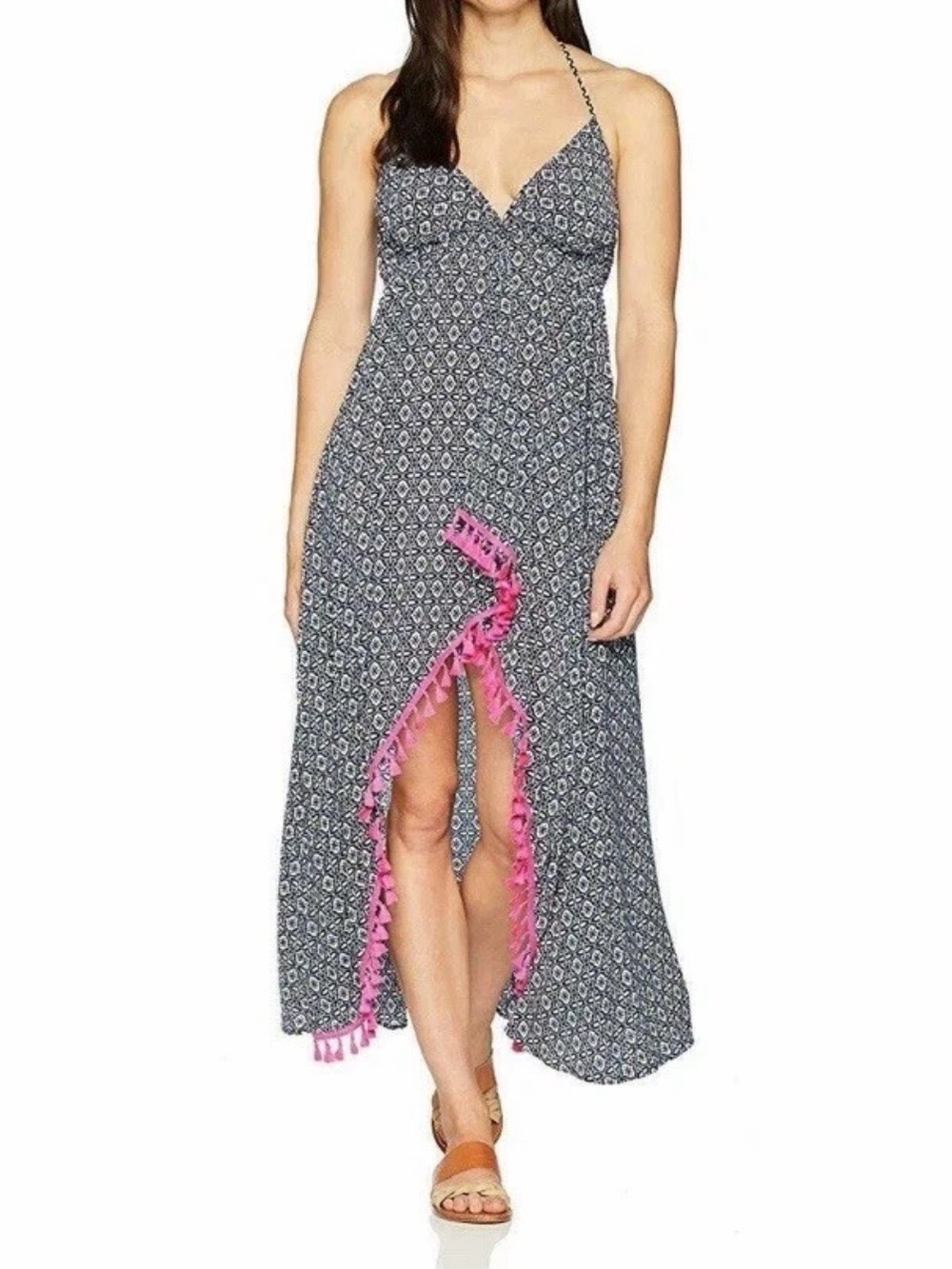 Coastal Blue Women’s Halter Neck with Rope Detail and Tassel Trim Cover Up Beach